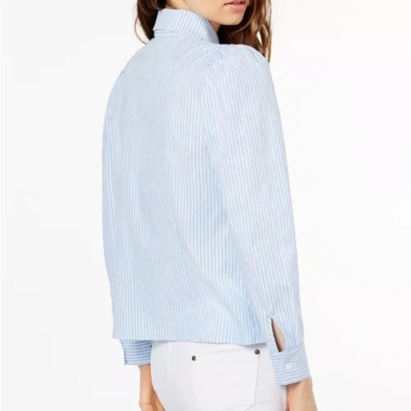 Jill Stuart Striped Puff Sleeve Button Front Blouse - Size 12 - Picture 2 of 8